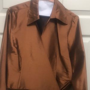 Coldwater Creek Bronze wrap blouse with side tie size Large.